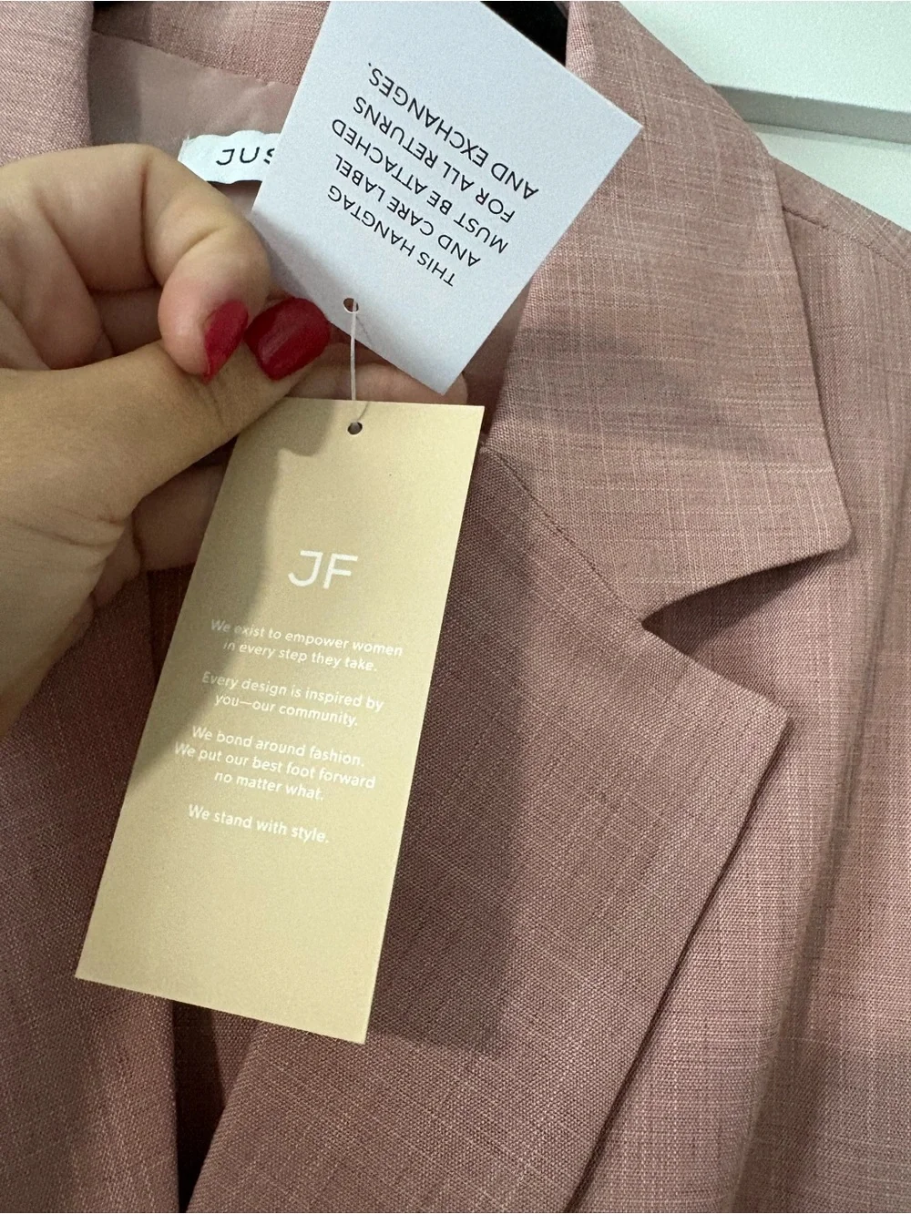 JustFab Sleeveless Blazer Vest & Slacks in Dusty Pink
